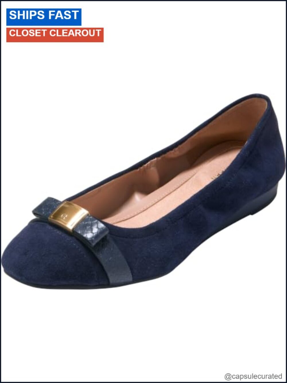 Cole Haan Go-To Tova Bow Ballet Flats Leather Comfort Slip-On